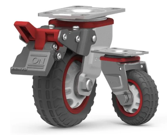 Benyu roulettes 4 pouces moyen PU frein universel pivotant et roulettes fixes équipement de chariot
